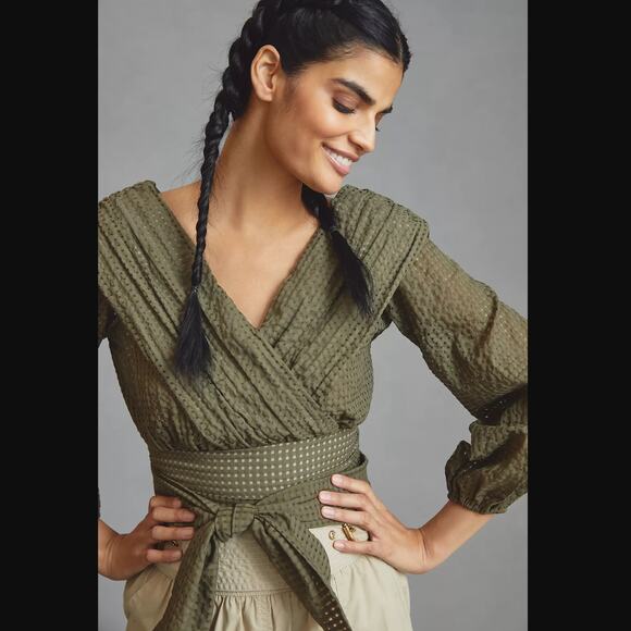 Anthropologie Maeve Deep V-Neck Blouse - New - Size 14 - Picture 4 of 6